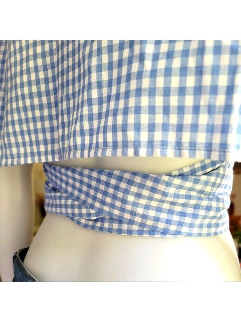Shein Gingham Top Size 12 XL Tied Back Front